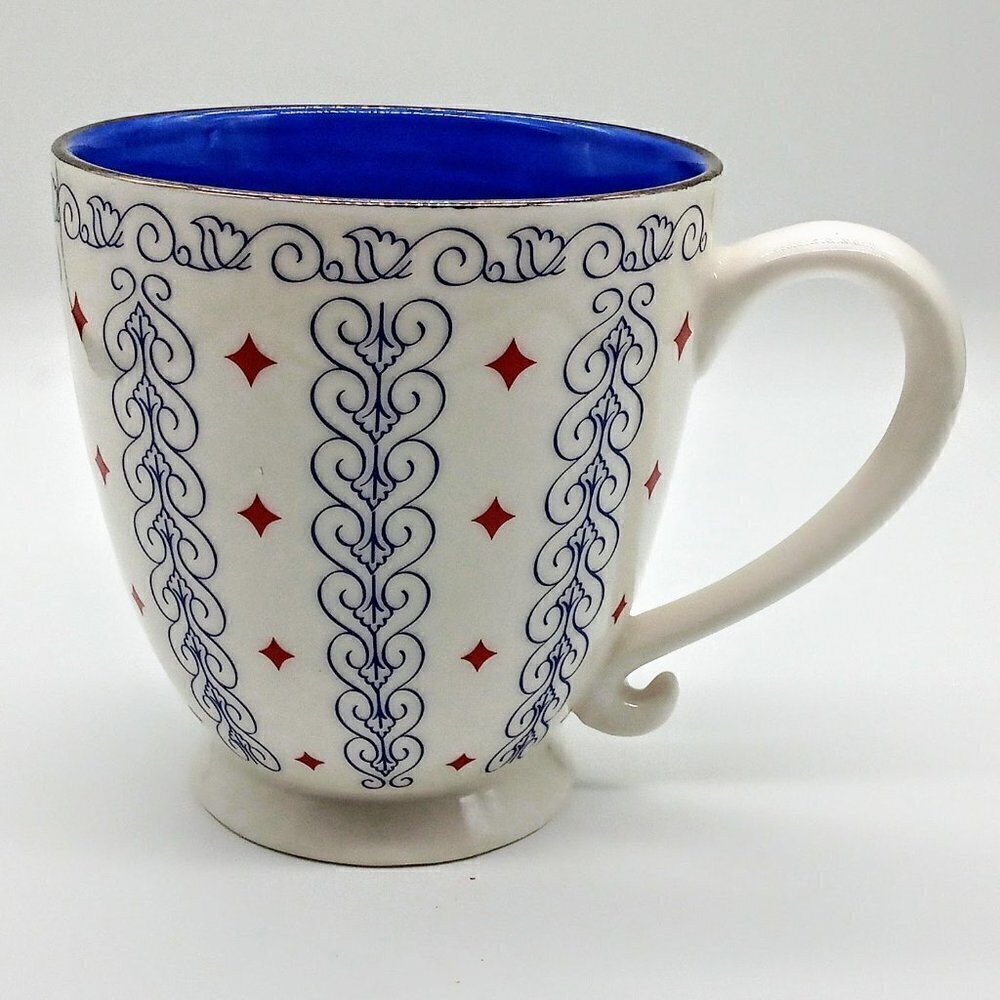 Starbucks Barista 2003 Red Diamond Blue Swirl Large Ceramic Mug